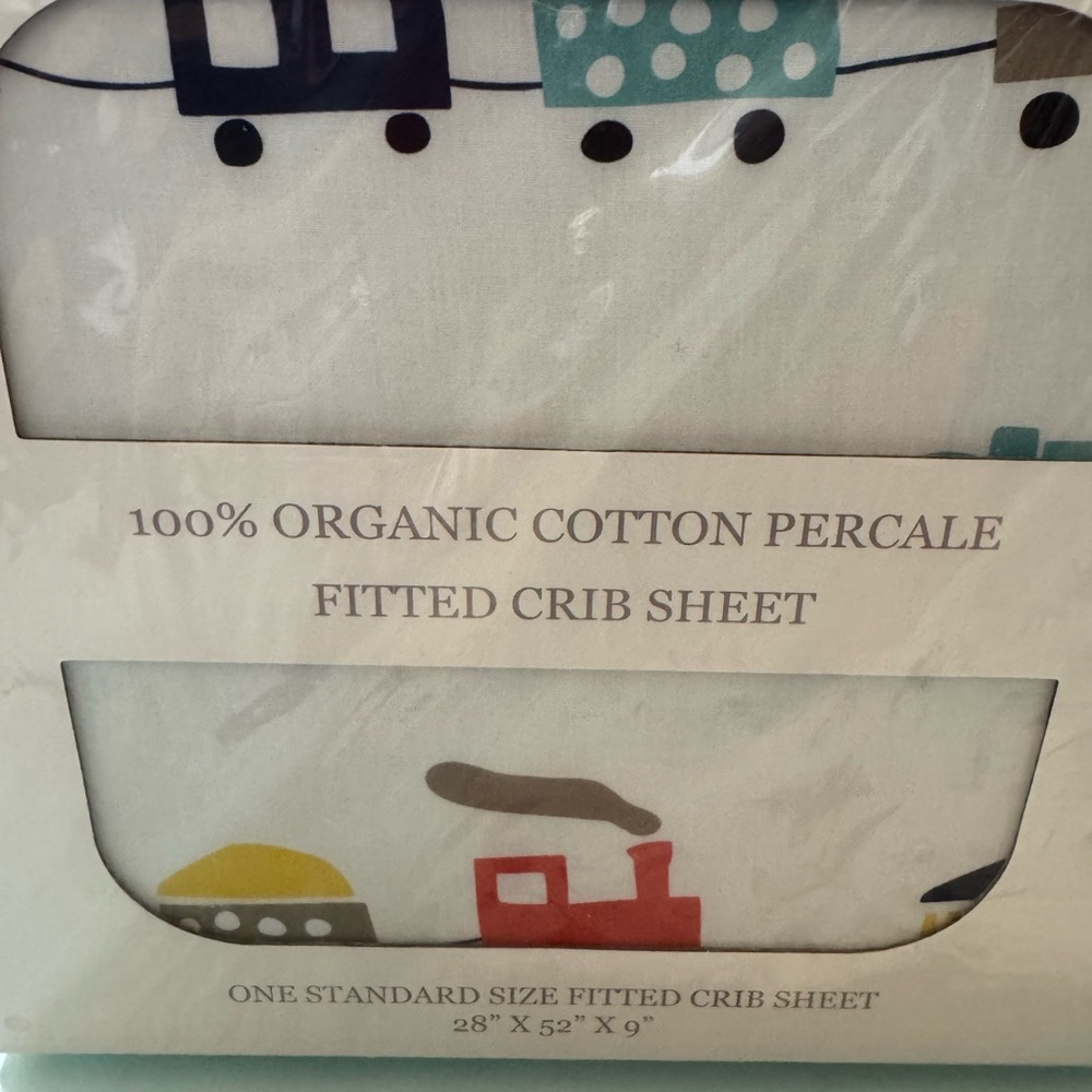 NIB Addison Belle Train Theme Crib Sheet